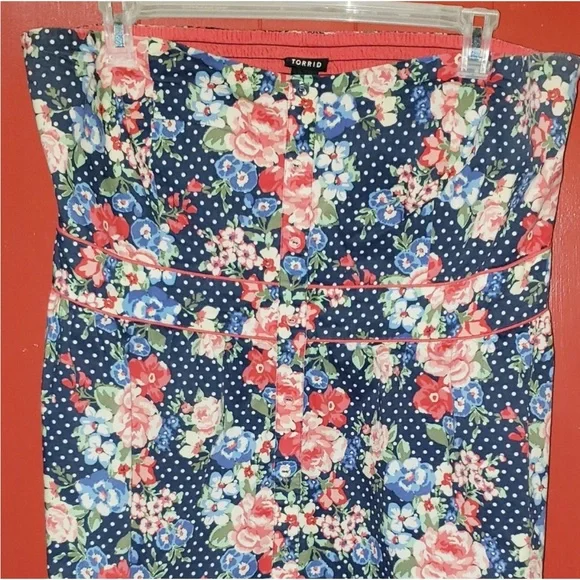 Torrid Strapless Blue Floral Dress - Picture 2 of 7